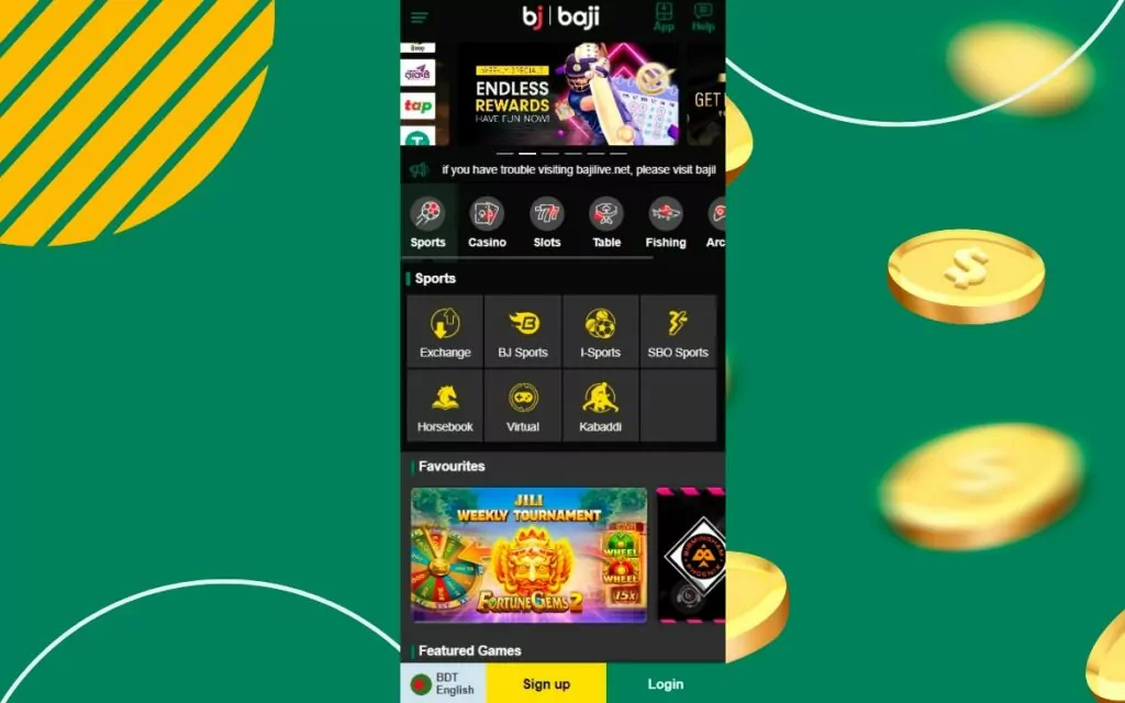 Baji App screenshots for mobile users in Bangladesh