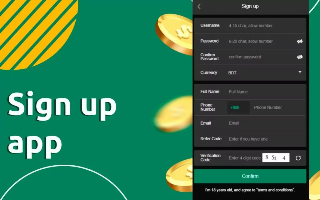 Baji App sign-up and account registration screen
